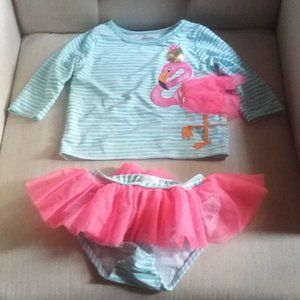 Mudd Pie Flamingo 2 Piece Swim Suit 4T